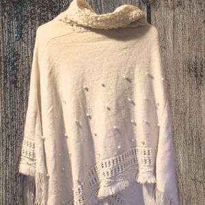Charlotte Daniel womens one size knit poncho cream